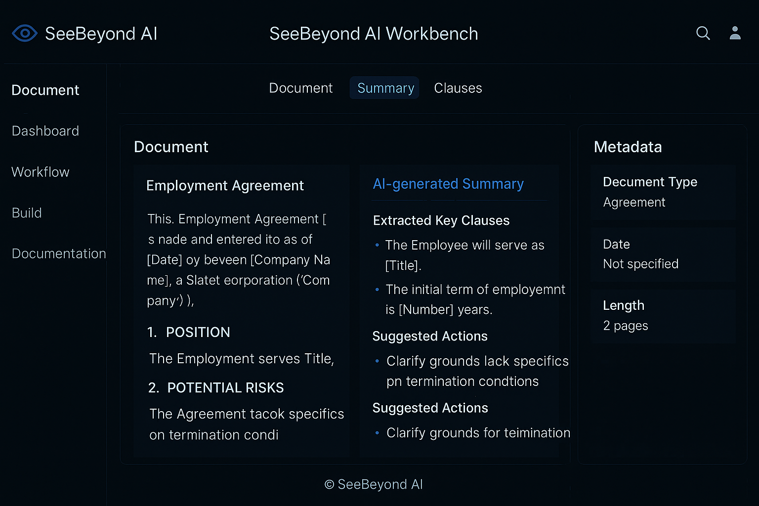 SeeBeyond AI platform overview screenshot