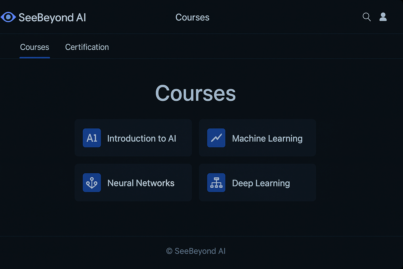 SeeBeyond AI training platform screenshot